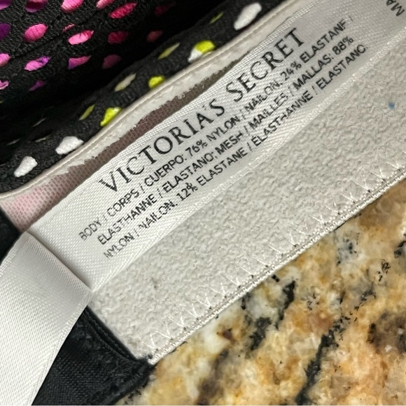 VSX Victoria’s Secret Sport Bra 34D Mesh Overlay Multicolor Padded Racerback - Picture 6 of 8